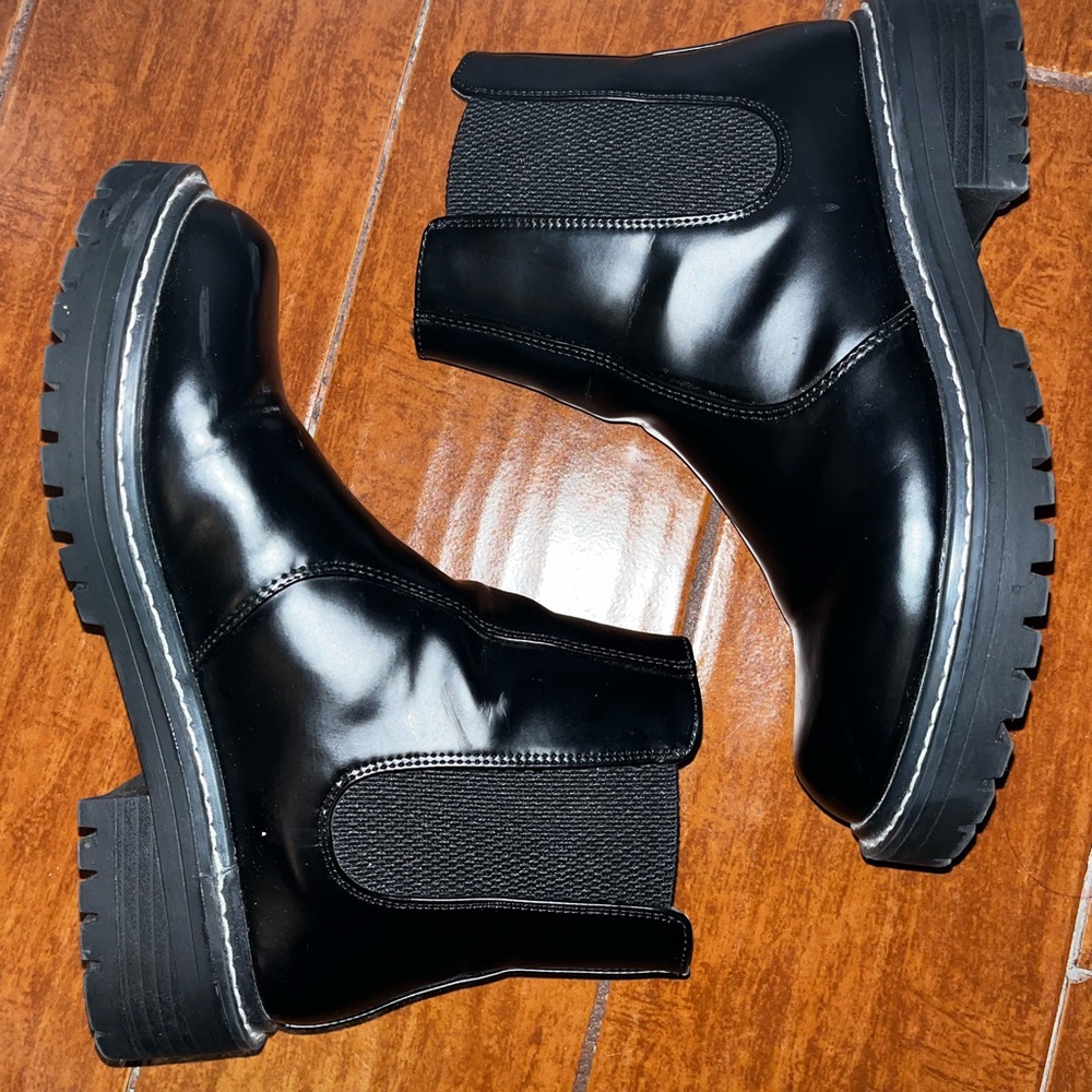 Black Chelsea style boots thick soles